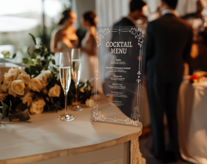 Radiant Glow LED Acrylic Wedding Bar Menu Sign
